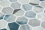 Phoenix Marbling Grey Hexagon Glass Mosaic Tile