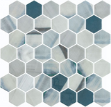 Phoenix Marbling Grey Hexagon Glass Mosaic Tile