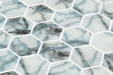 Phoenix Marbling Azul Hexagon Glass Mosaic Tile