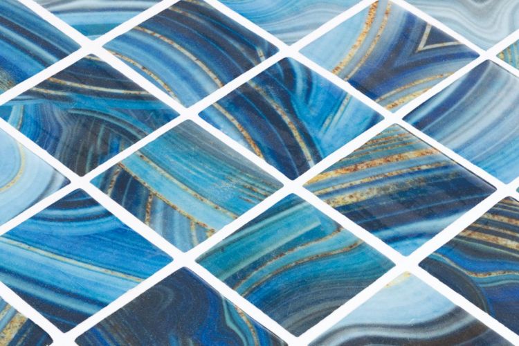 Phoenix Jasper Blue Polished Square Glass Mosaic Tile-Recycled Glass Mosaic-American Tile Depot