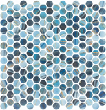 Phoenix Penny Blue Polished Circular Glass Mosaic Tile