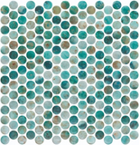 Phoenix Penny Green Polished Circular Glass Mosaic Tile