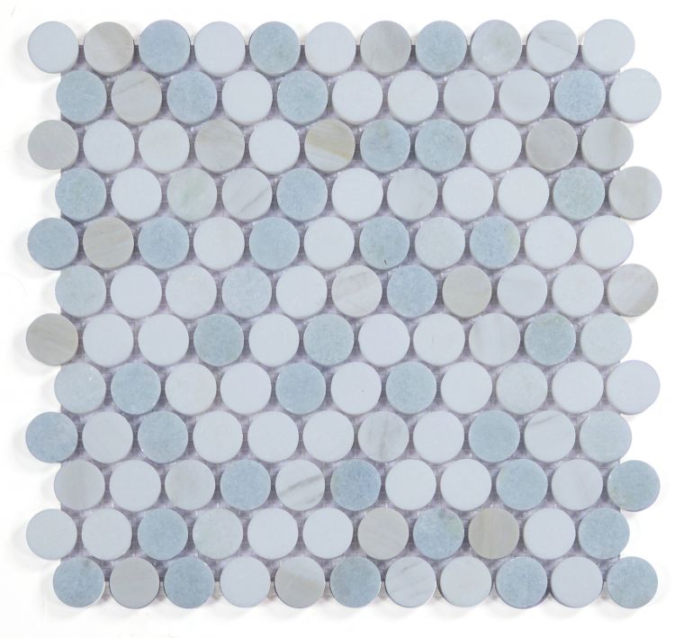 Curvus Sky Polished Circular Marble Mosaic Tile-Marble Mosaic-American Tile Depot