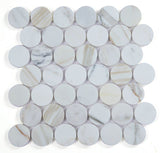 2 x 2 Curvus Large Calacatta Polished Circular Marble Mosaic Tile