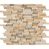 Mixed Travertine Tumbled Random Strip Mosaic Tile