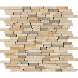 Mixed Travertine Tumbled Random Strip Mosaic Tile