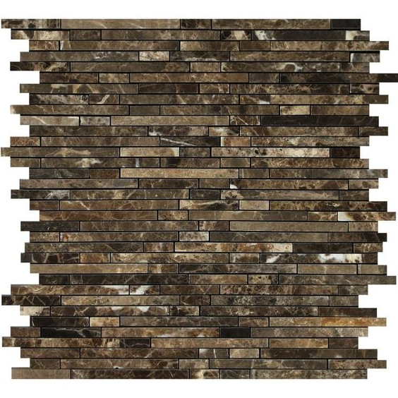 Emperador Dark Marble Polished Bamboo Sticks Mosaic Tile-Marble Mosaic-American Tile Depot