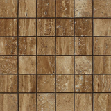 2 X 2 Noce Exotic Travertine (Vein-Cut) Brushed & Unfilled Mosaic Tile