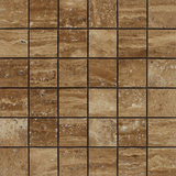 2 X 2 Noce Exotic Travertine (Vein-Cut) Brushed & Unfilled Mosaic Tile