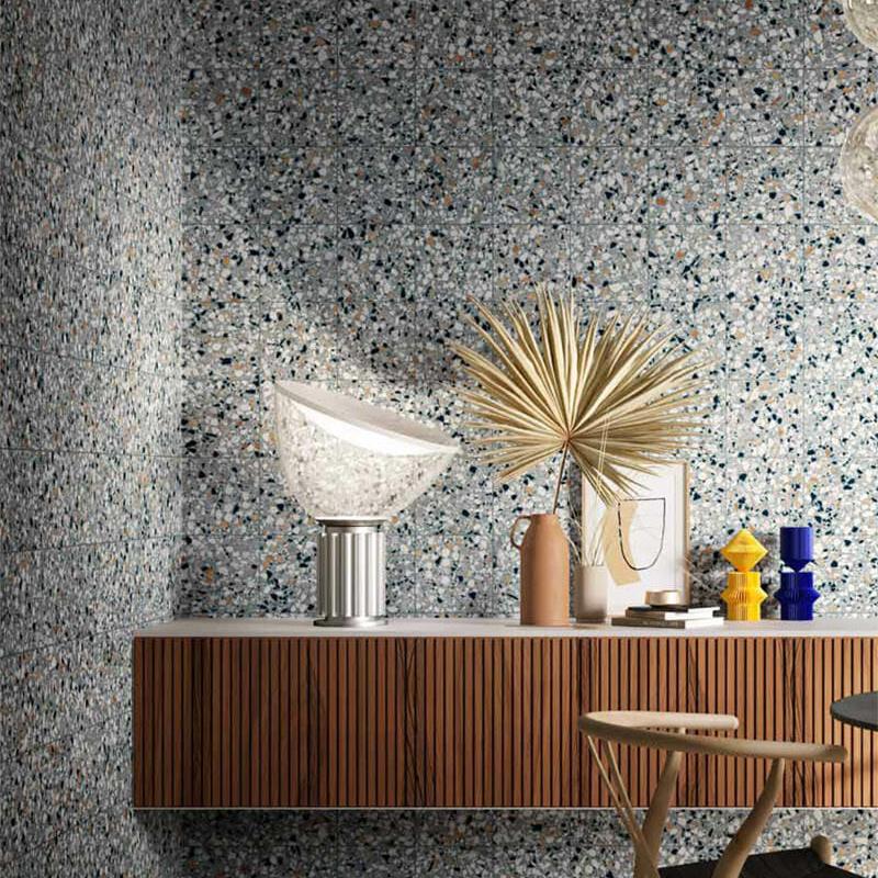 8 X 8 Frammenti Azzurro Macro Matte Terrazzo Look Porcelain Tile-PORCELAIN-Large Format-American Tile Depot