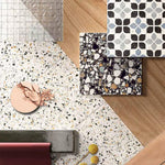 8 X 8 Frammenti Bianco Macro Matte Terrazzo Look Porcelain Tile-PORCELAIN-Large Format-American Tile Depot