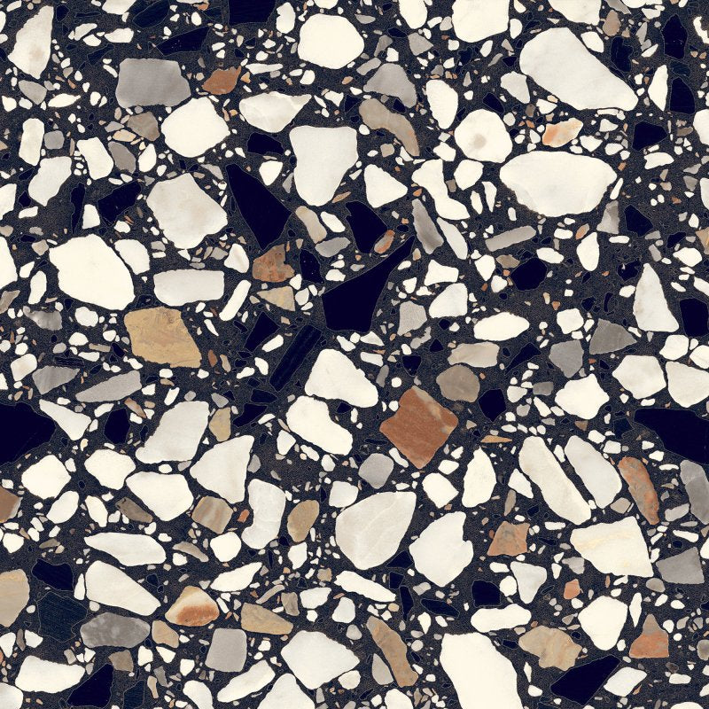 8 X 8 Frammenti Nero Macro Matte Terrazzo Look Porcelain Tile-PORCELAIN-Large Format-American Tile Depot