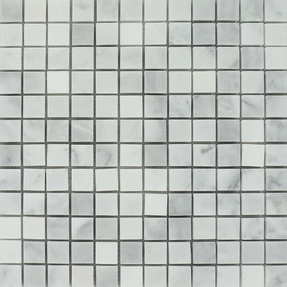 1 X 1 Bianco Venatino (Bianco Mare) Marble Honed Mosaic Tile-Marble Mosaic-American Tile Depot