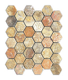 Scabos Travertine Tumbled 2'' Hexagon Mosaic Tile-Travertine Mosaic-American Tile Depot