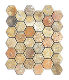 Scabos Travertine Tumbled 2'' Hexagon Mosaic Tile