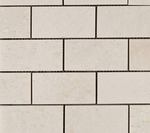 2 X 4 White Pearl / Botticino Marble Polished Brick Mosaic Tile-Marble Mosaic-American Tile Depot