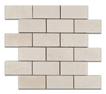 2 X 4 White Pearl / Botticino Marble Polished Brick Mosaic Tile-Marble Mosaic-American Tile Depot