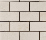 2 X 4 White Pearl / Botticino Marble Polished Brick Mosaic Tile