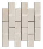 2 X 4 White Pearl / Botticino Marble Polished Brick Mosaic Tile