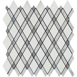 Carrara White Marble Polished Lattice Mosaic Tile w / Blue Gray Dots-Marble Mosaic-American Tile Depot