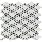 Carrara White Marble Polished Lattice Mosaic Tile w / Blue Gray Dots-Marble Mosaic-American Tile Depot