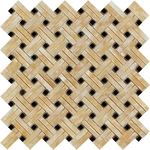 Honey Onyx Polished Stanza Basketweave Mosaic Tile w / Black Dots-Onyx Mosaic-American Tile Depot