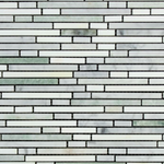 Thassos White Marble Polished Tricolor ( Thassos +Carrara +Ming-Green ) Bamboo Sticks Mosaic-Marble Mosaic-American Tile Depot