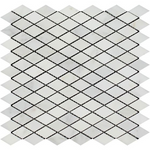 Oriental White / Asian Statuary Marble Honed 1" Diamond Mosaic Tile-Marble Mosaic-American Tile Depot