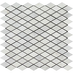 Oriental White / Asian Statuary Marble Honed 1" Diamond Mosaic Tile-Marble Mosaic-American Tile Depot