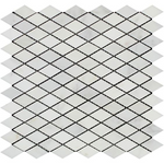 Oriental White / Asian Statuary Marble Honed 1" Diamond Mosaic Tile-Marble Mosaic-American Tile Depot