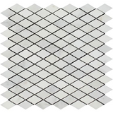 Oriental White / Asian Statuary Marble Polished 1" Diamond Mosaic Tile-Marble Mosaic-American Tile Depot