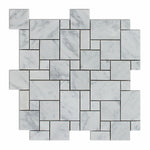 Carrara White Marble Polished Mini Versailles Mosaic Tile-Marble Mosaic-American Tile Depot