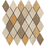 Mixed Travertine 2 X 4 Tumbled Diamond Mosaic Tile