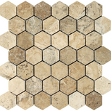 Philadelphia Travertine Tumbled 2'' Hexagon Mosaic Tile