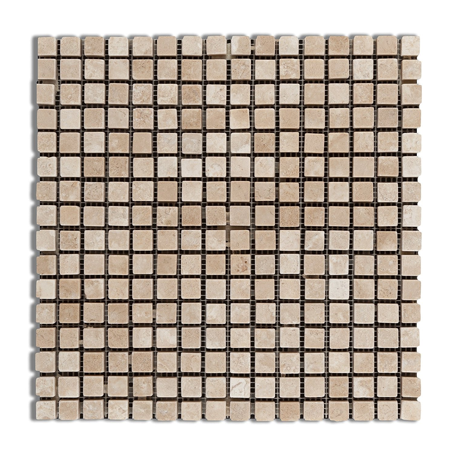 5/8 X 5/8 Durango Cream Travertine Tumbled Mosaic Tile-Travertine Mosaic-American Tile Depot