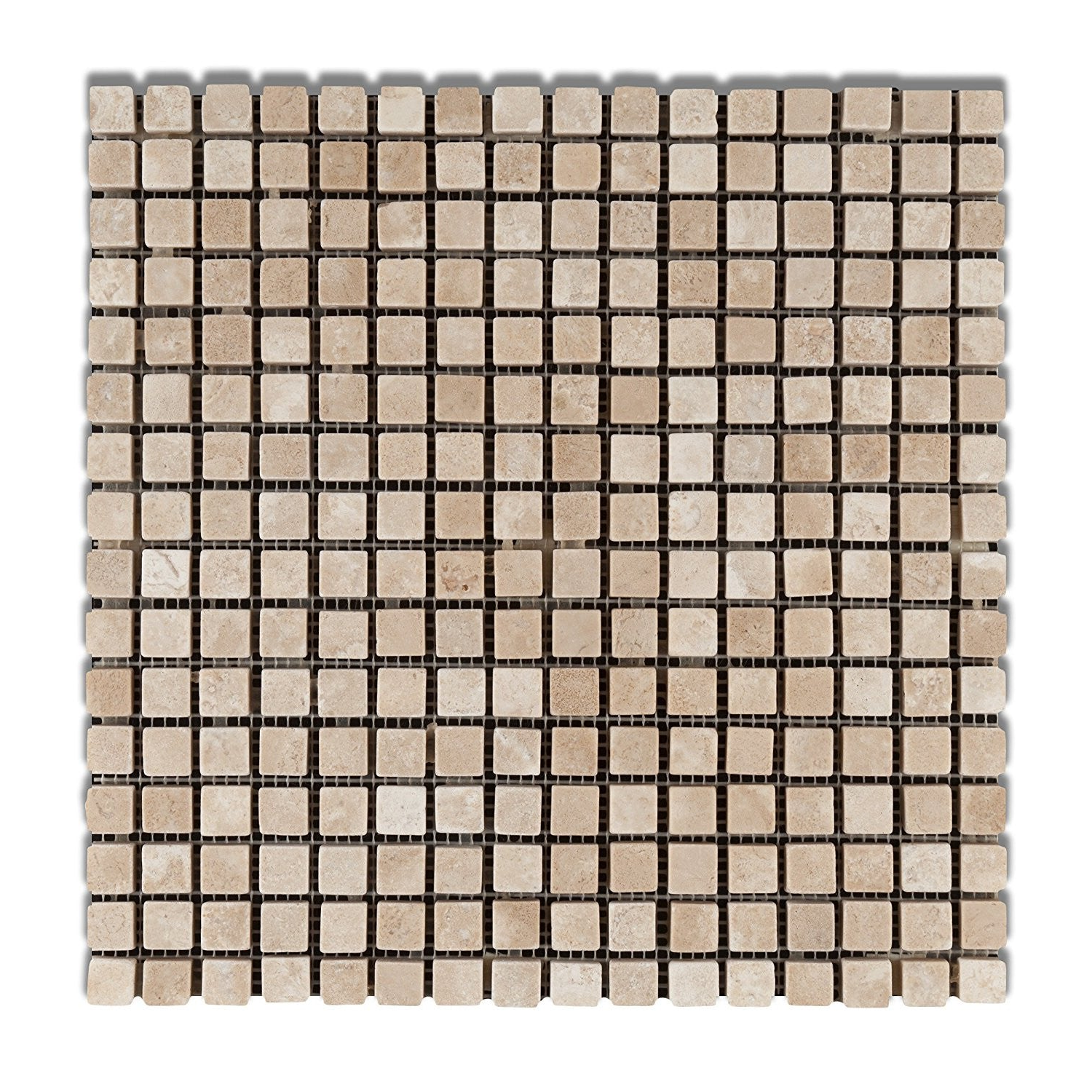 5/8 X 5/8 Durango Cream Travertine Tumbled Mosaic Tile-Travertine Mosaic-American Tile Depot