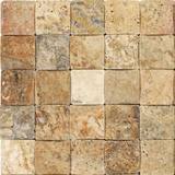 2 X 2 Scabos Travertine Tumbled CNC Arched 3-D Mosaic Tile