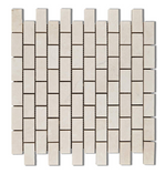 1 X 2 White Pearl / Botticino Marble Polished Brick Mosaic Tile-Marble Mosaic-American Tile Depot