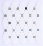 Thassos White Marble Honed Octave Pattern Mosaic Tile w/ Blue-Gray Dots