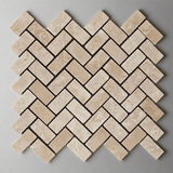 Durango Cream Travertine Tumbled 1 X 2 Herringbone Mosaic Tile