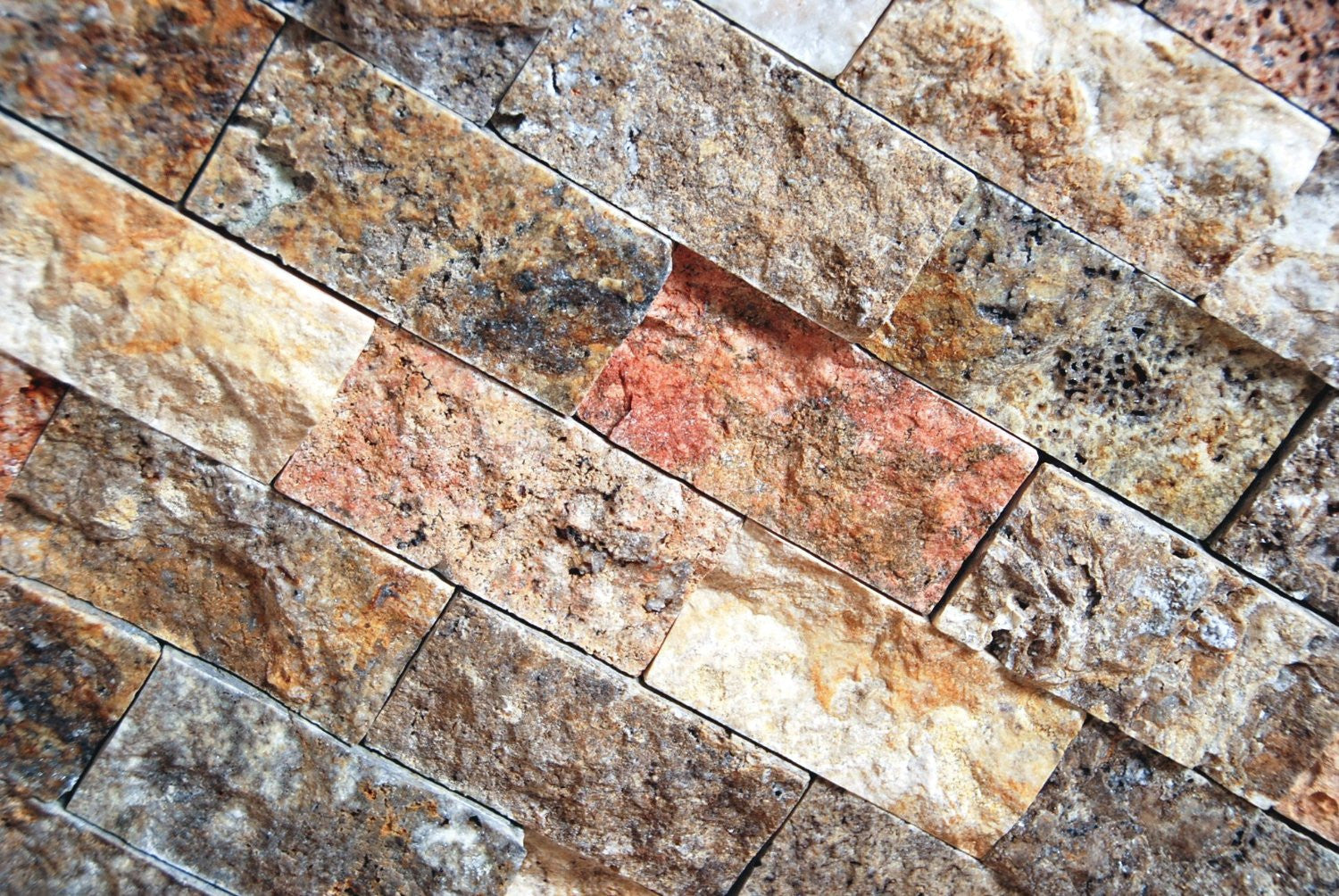 2 X 4 Scabos Travertine Split-Faced Brick Mosaic Tile