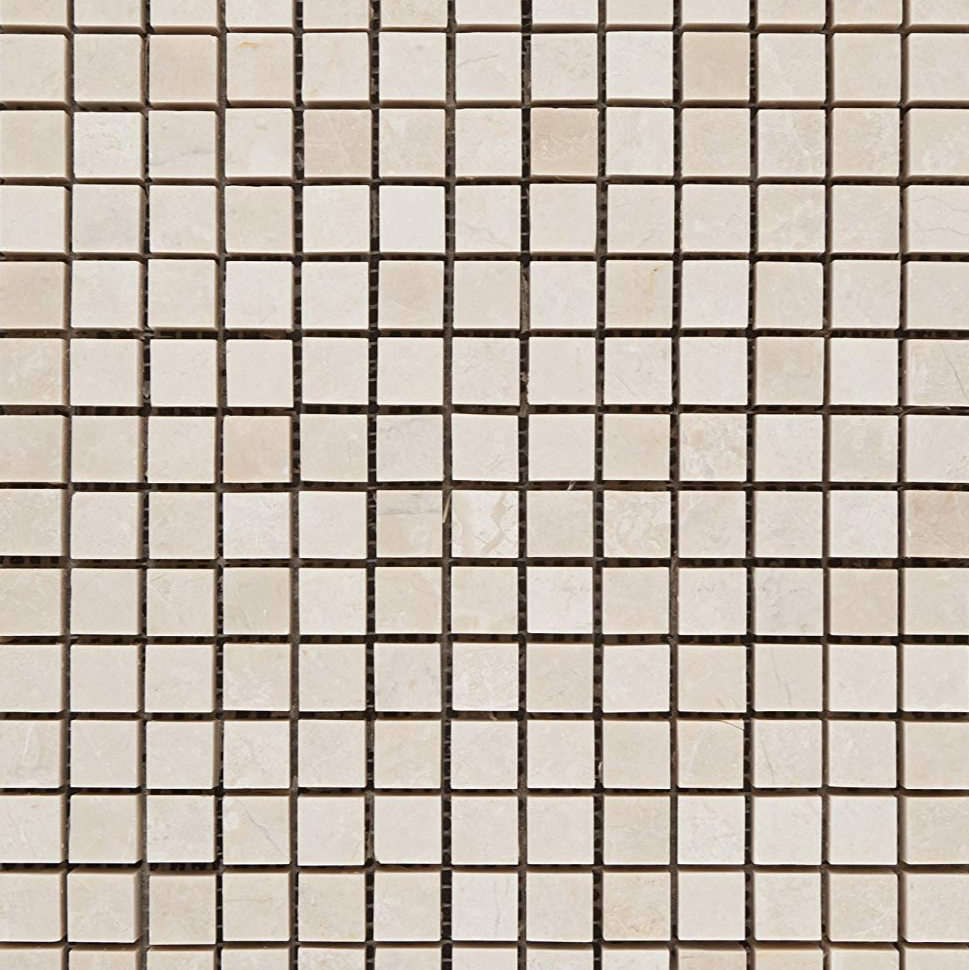 5/8 X 5/8 White Pearl / Botticino Marble Polished Mosaic Tile-Marble Mosaic-American Tile Depot