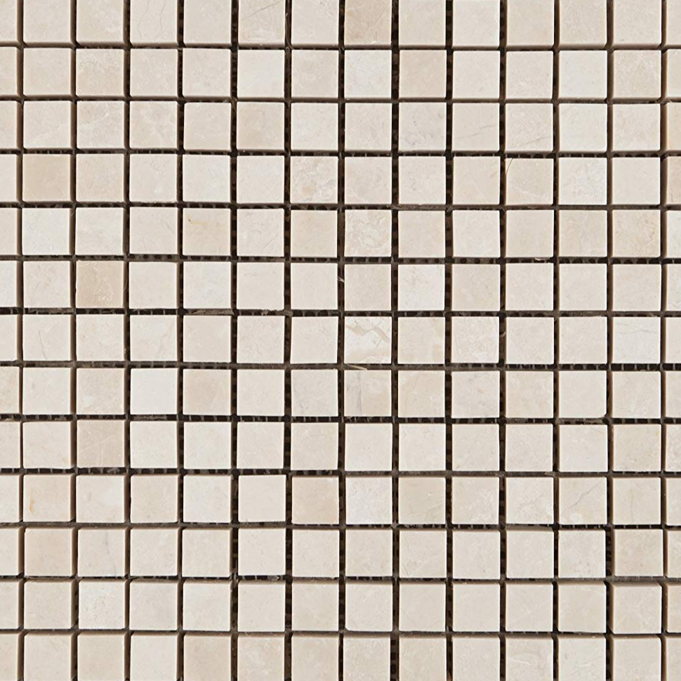 5/8 X 5/8 White Pearl / Botticino Marble Polished Mosaic Tile-Marble Mosaic-American Tile Depot