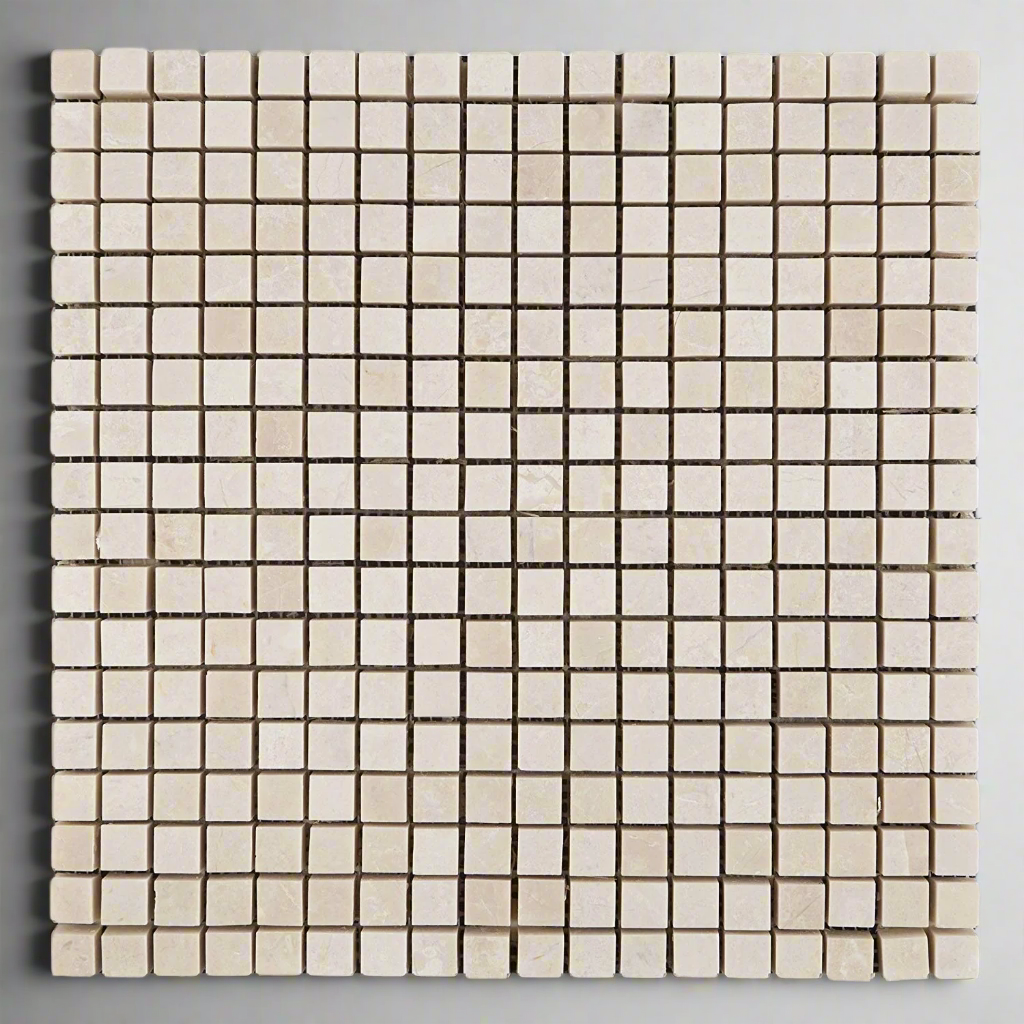 5/8 X 5/8 White Pearl / Botticino Marble Polished Mosaic Tile-Marble Mosaic-American Tile Depot