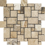 Philadelphia Travertine Tumbled Mini Versailles Mosaic Tile-Marble Mosaic-American Tile Depot