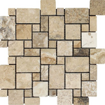 Philadelphia Travertine Tumbled Mini Versailles Mosaic Tile-Marble Mosaic-American Tile Depot