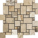 Philadelphia Travertine Tumbled Mini Versailles Mosaic Tile-Marble Mosaic-American Tile Depot