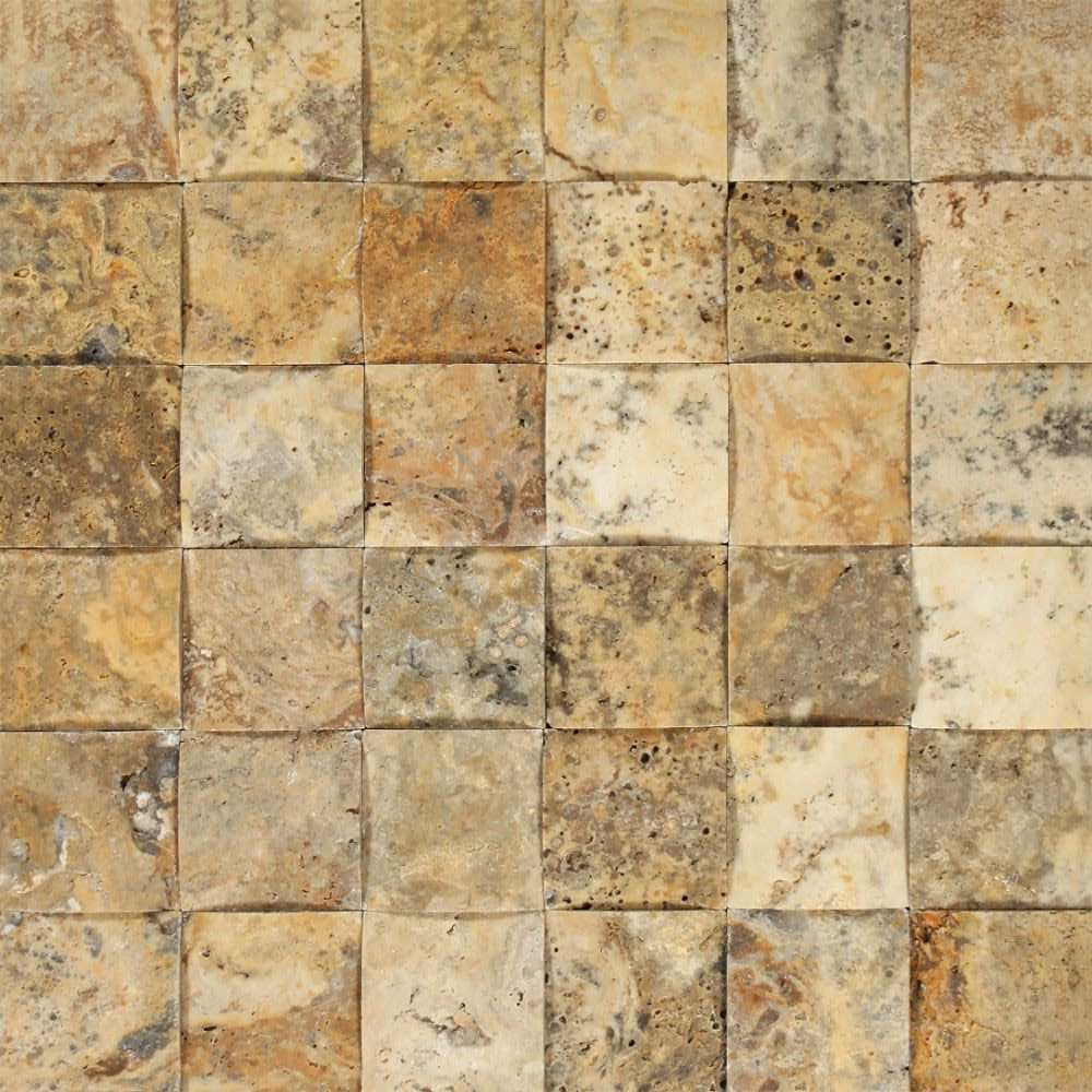 2 X 2 Scabos Travertine Honed CNC Arched 3-D Mosaic Tile-Travertine Mosaic-American Tile Depot