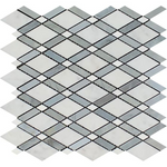 Oriental White / Asian Statuary Marble Honed Lattice Mosaic Tile w / Blue Gray-Marble Mosaic-American Tile Depot