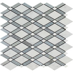 Oriental White / Asian Statuary Marble Honed Lattice Mosaic Tile w / Blue Gray-Marble Mosaic-American Tile Depot